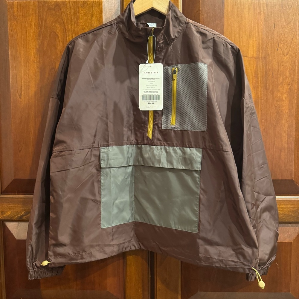 NWT Fabletics Shawn Cropped Half-Zip Brown Jacket Sz M - Picture 5 of 16